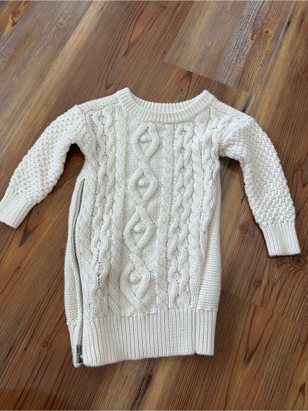 GAP Cream Cable-Knit Crew Sweater with Side Zip Kids 12-18m